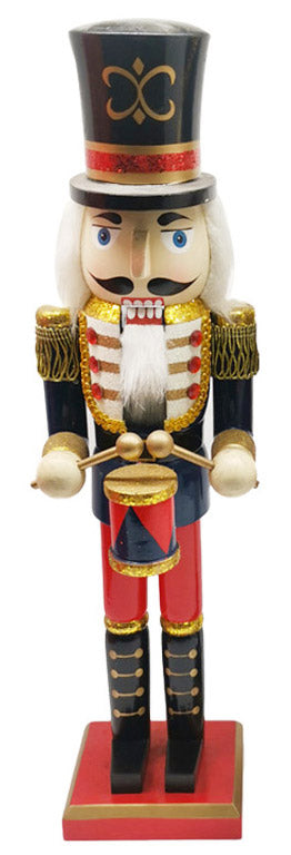 prezzo Weihnachtlicher Nussknacker-Soldat H38 cm aus Holz mit blauer Trommel