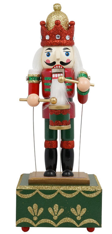 online Weihnachtlicher Nussknacker-Soldat H32 cm aus Holz mit roter Saiten-Spieluhr