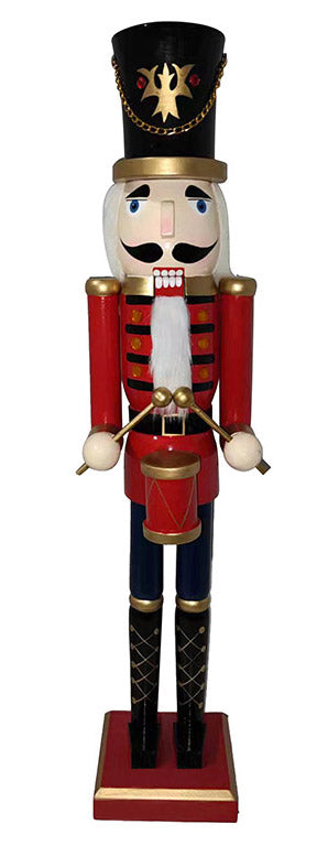 prezzo Weihnachtlicher Nussknacker Soldat H60 cm aus Holz mit roter Trommel