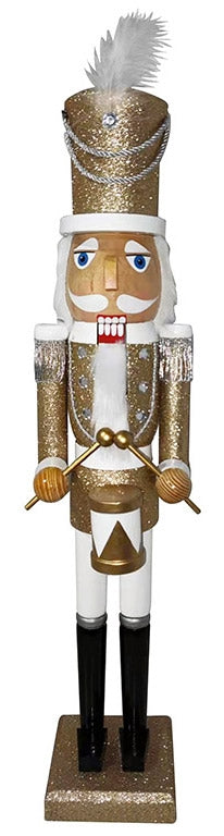 sconto Weihnachtlicher Nussknacker Soldat H60 cm aus Holz mit goldener Trommel