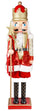 Weihnachtlicher Nussknacker-Soldat H110 cm aus Kunststoff mit Payettes-Melodie und rotem elektronischem Uhrwerk