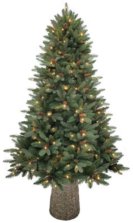 acquista Künstlicher Weihnachtsbaum 210 cm 48 Zweige mit 300 LEDs und grünem Stamm aus Irpinia-Kiefer