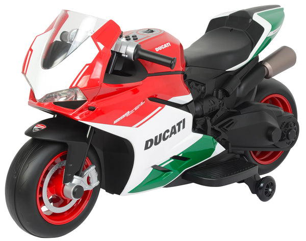 prezzo Moto Elettrica per Bambini 12V con Ducati 1299 Panigale Bianca Rossa e Verde