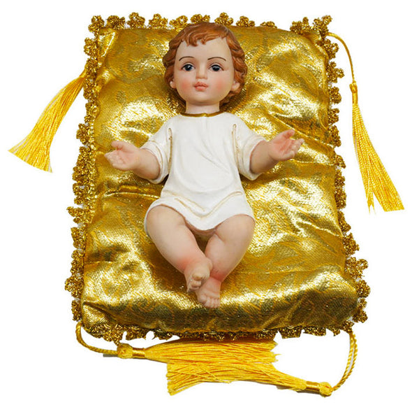 online Jesuskind 15 cm aus Harz mit goldenem Kissen