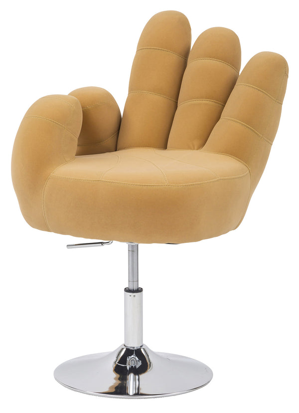 Gepolsterter handgeformter Sessel mit Gasdruckfeder aus beigefarbener Chenille-Mikrofaser acquista