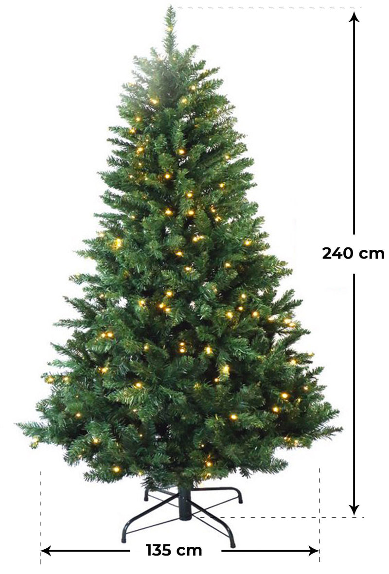 Albero di Natale Artificiale 240 cm 1830 Rami 500 Luci LED Verde-5