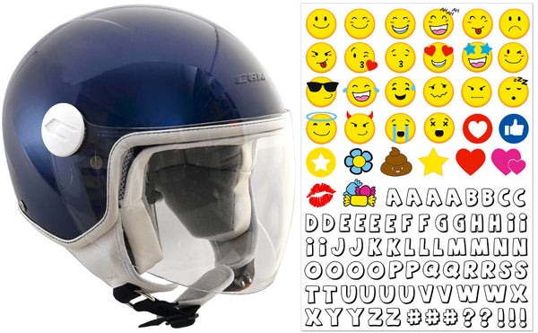 Demi-Jet-Helm für Kinder mit langem Visier CGM Magic Smile 205S Metallic Blue Verschiedene Größen sconto