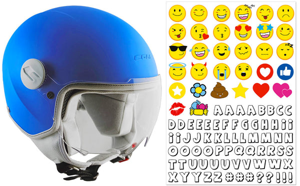 sconto Demi-Jet Helm für Kinder Geformtes Visier CGM Magic Smile 205S Matt Blau Verschiedene Größen