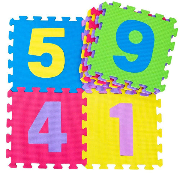 Puzzleteppich für Kinder mit Zahlen 9 Teile 32x32 cm Mehrfarbig sconto