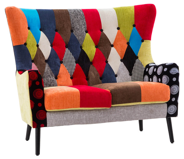 sconto 2-Sitzer-Sofa 129 x 79 x 103 cm in Flavia Maxi Multicolor Patchwork-Stoff