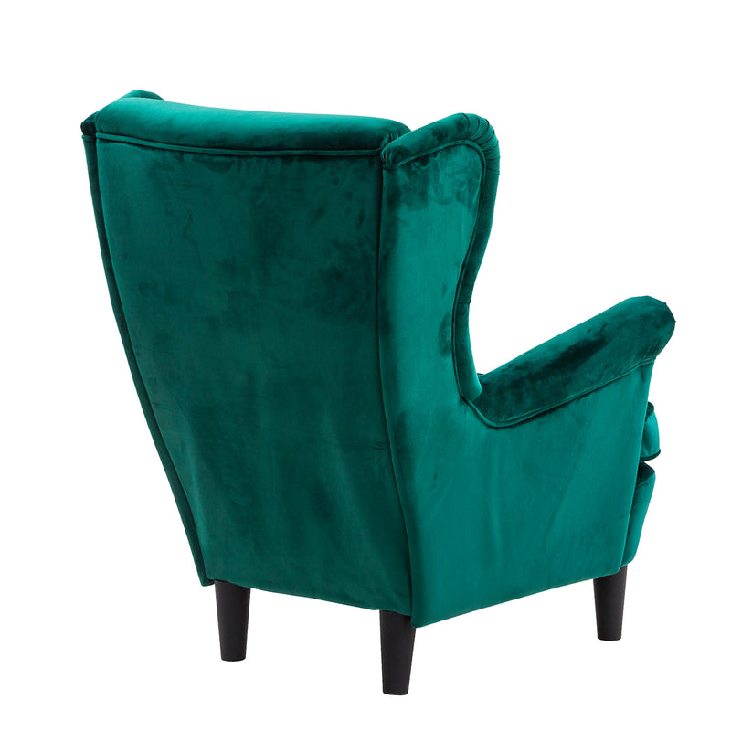 Poltrona Imbottita 84x102x103 cm in Tessuto Velluto Julia Plus Verde Petrolio-5