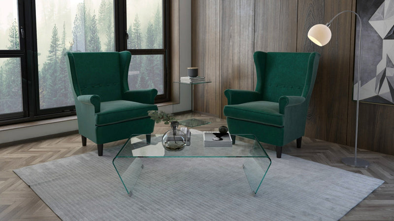 Poltrona Imbottita 84x102x103 cm in Tessuto Velluto Julia Plus Verde Petrolio-8