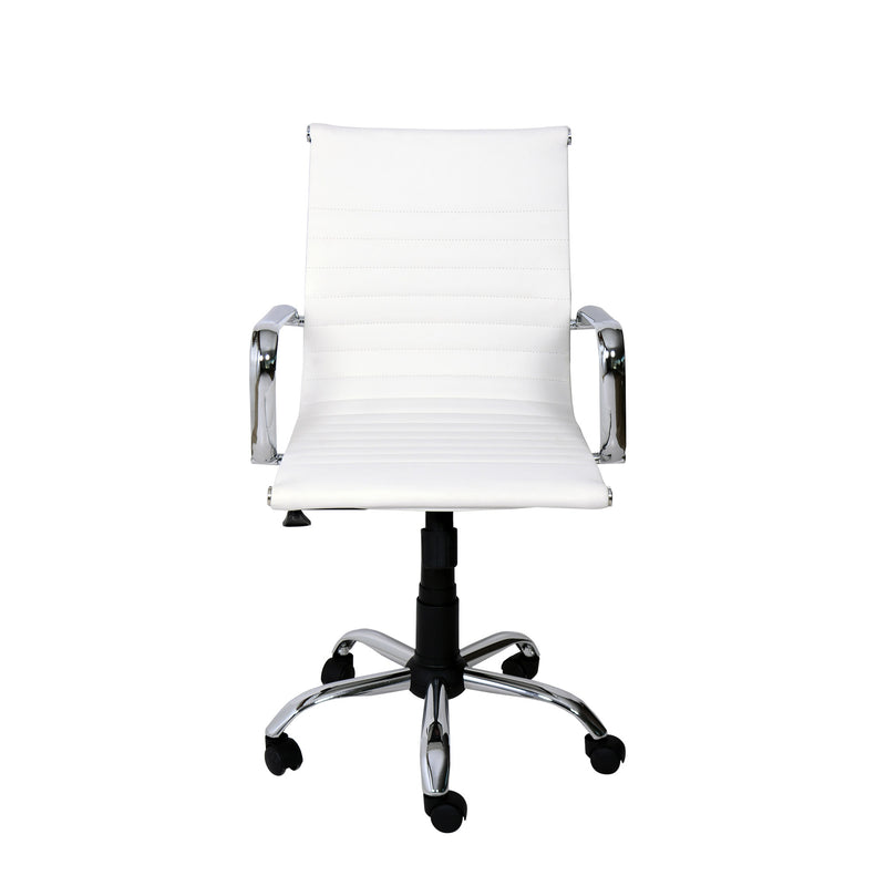 Sedia Poltrona Direzionale da Ufficio in Similpelle Akka Bianca-4