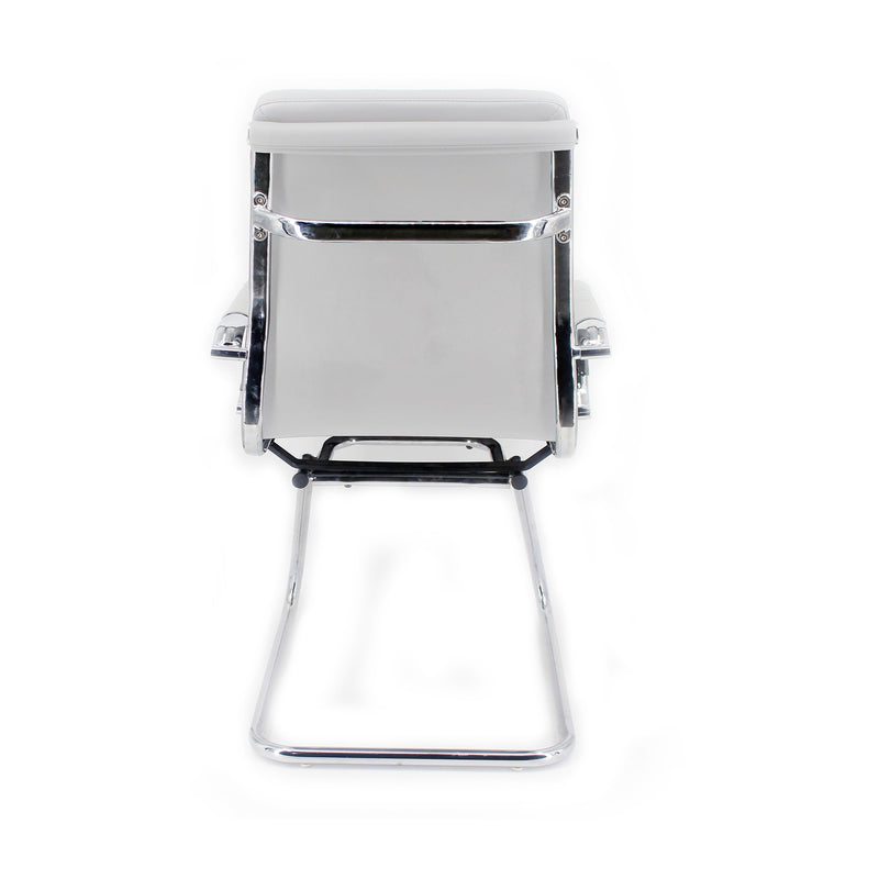 Sedia Poltrona Attesa da Ufficio in Similpelle Mito Bianca-3