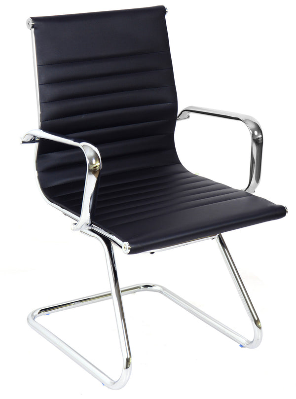 Büro-Wartestuhl aus schwarzem Akka-Kunstleder acquista