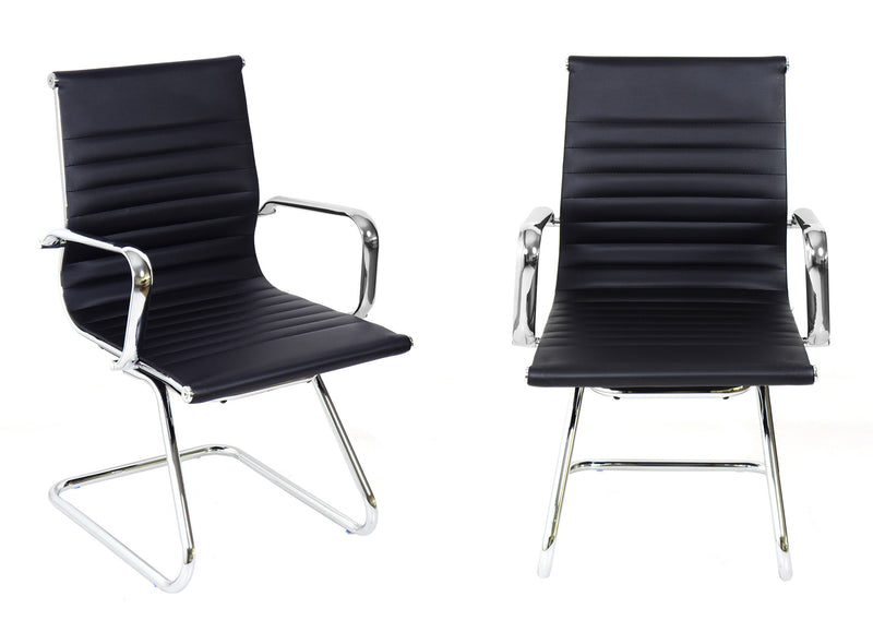 Sedia Poltrona Attesa da Ufficio in Similpelle Akka Nera-6