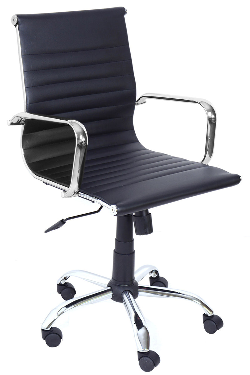 Sedia Poltrona Direzionale da Ufficio in Similpelle Akka Nera-1