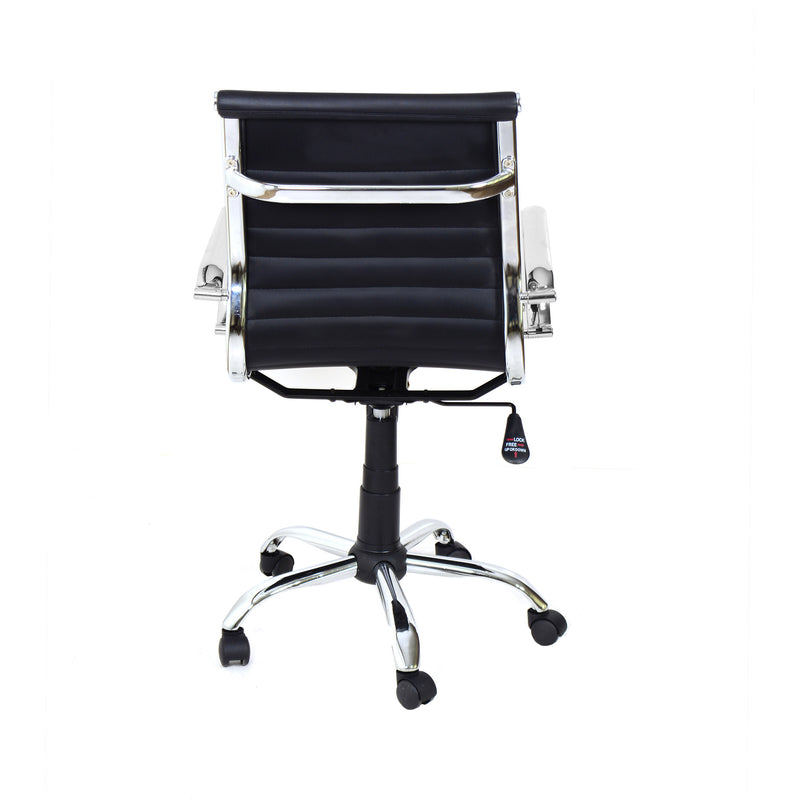 Sedia Poltrona Direzionale da Ufficio in Similpelle Akka Nera-3