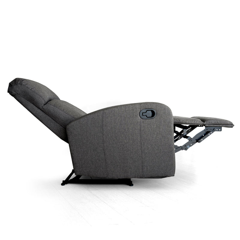 Poltrona Relax Reclinabile Manuale Rivestimento in Tessuto Spike a Fume-4