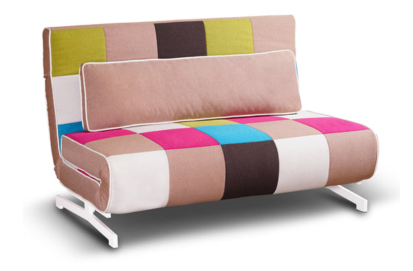 prezzo Doppelschlafsofa 140 x 75 x 88 cm aus Metall und kariertem Stoff in Super Multicolor