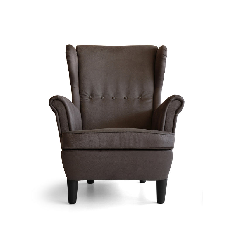 Poltrona Imbottita 79x86x102 cm in Similpelle Julia Eco Nabuk Marrone-2