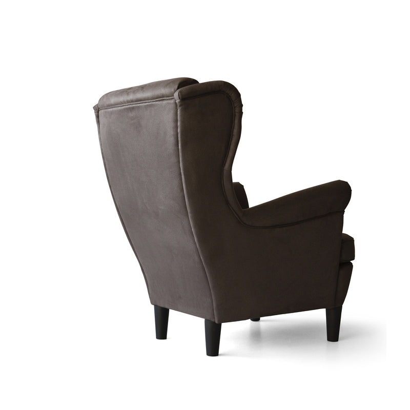 Poltrona Imbottita 79x86x102 cm in Similpelle Julia Eco Nabuk Marrone-4