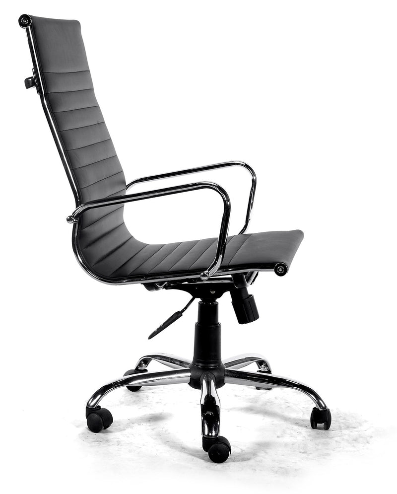 Sedia Poltrona Presidenziale da Ufficio in Similpelle Akka Nera-2