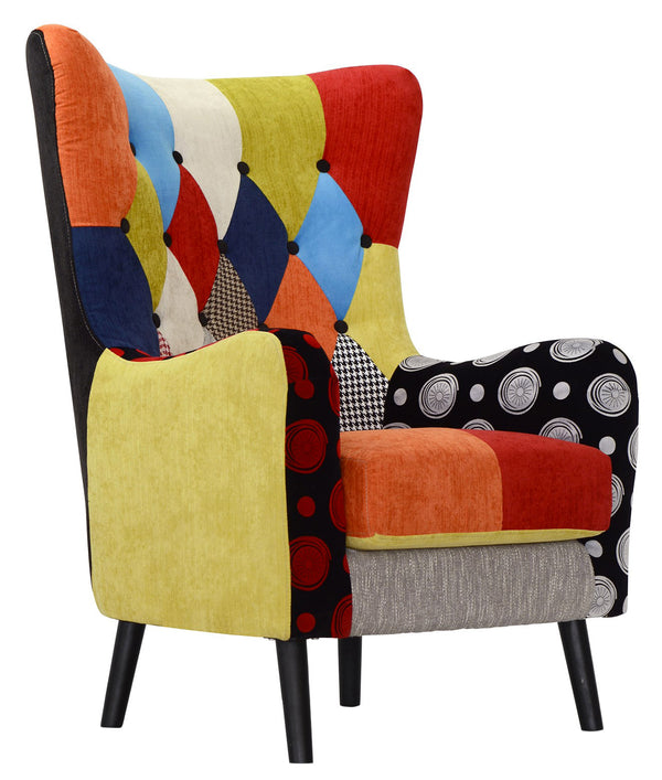 online Gepolsterter Sessel 80 x 76 x 108 cm aus buntem Flavia-Patchwork-Stoff