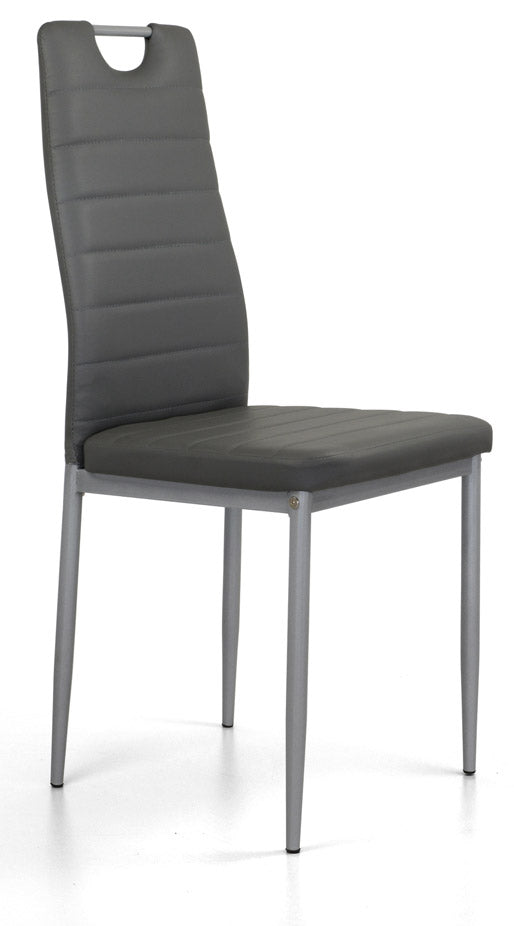 sconto Gepolsterter Stuhl 40,5 x 42,5 x 96 cm aus grauem Lola-Kunstleder