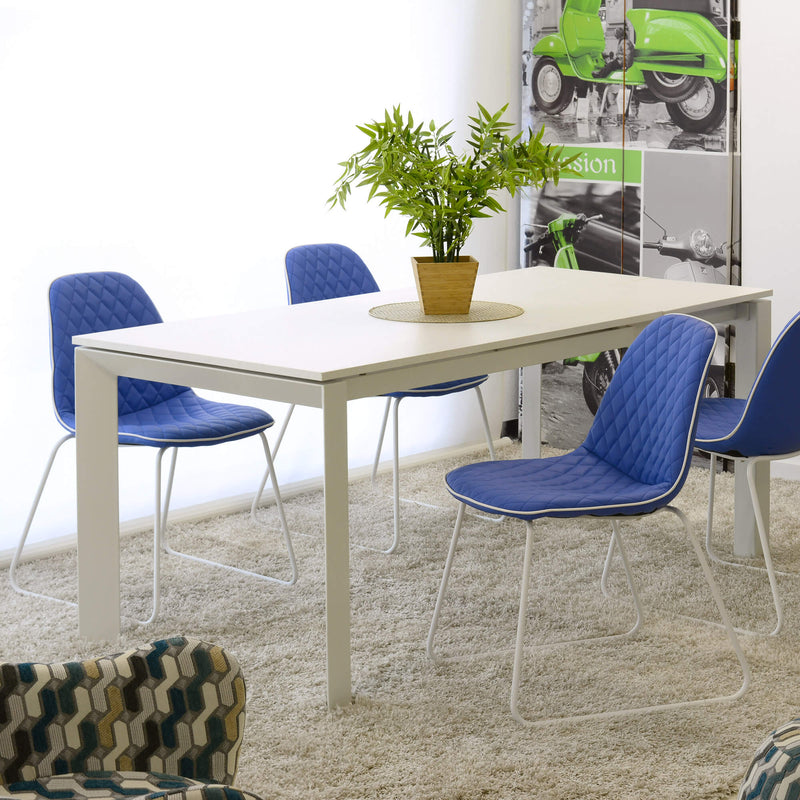 Sedia Imbottita 45,5x55x83 cm in Similpelle Trapuntato Brenda Blu-6