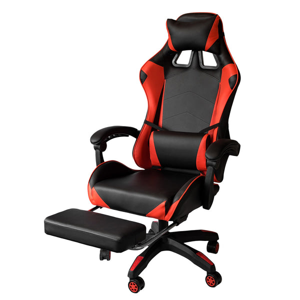 online Ergonomischer Gaming-Stuhl 64x53x122-133 cm mit Fußstütze aus rotem Kunstleder