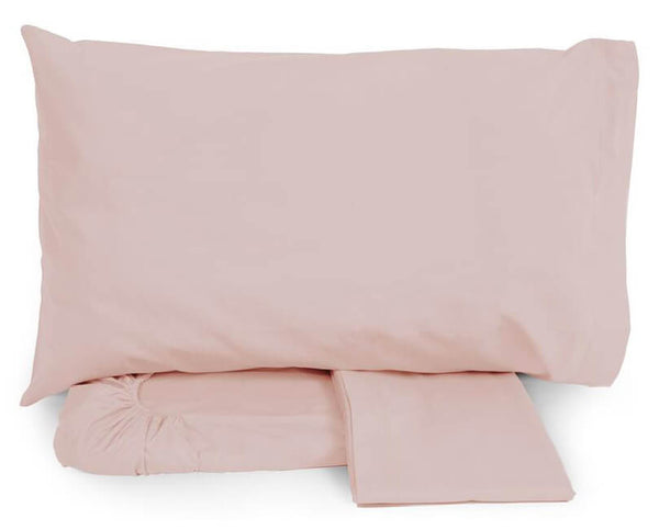 online Satz Baumwollbettwäsche oben und unten mit Ecken und Kissenbezügen Neith Silber Dunkelrosa Verschiedene Größen