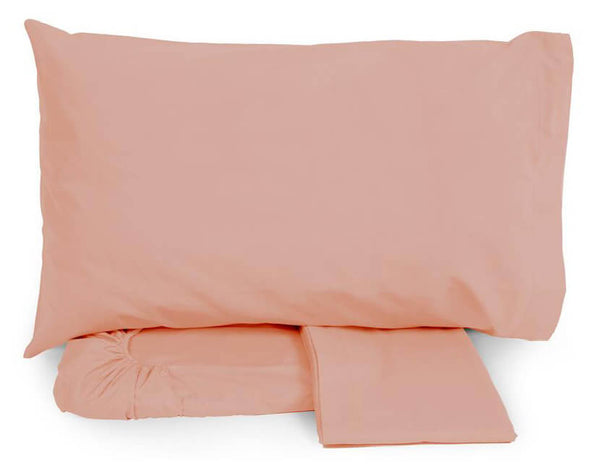 Set aus Baumwollbettwäsche oben und unten mit Ecken und Kissenbezügen Neith Silver Powder Pink Verschiedene Größen acquista