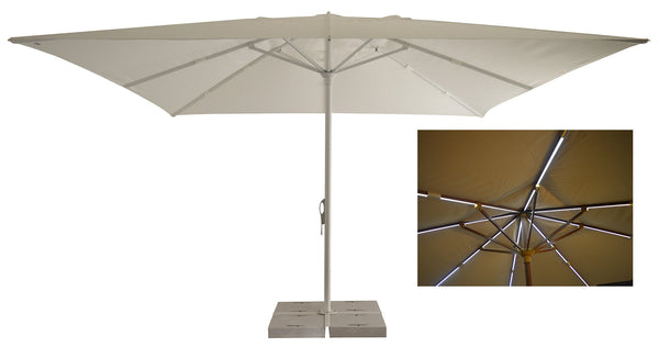Garten-Sonnenschirm mit LED 4x4m aus glänzend weißem Aluminium-weißem Polyestergewebe prezzo