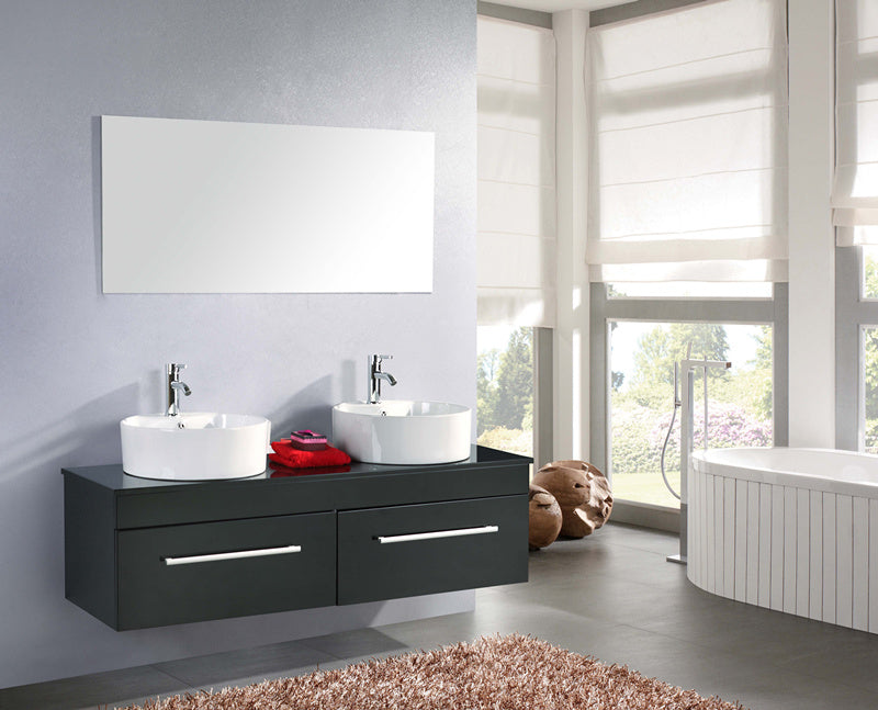 Mobile Bagno Sospeso 150 cm Cardellino Carnelli Nero-1