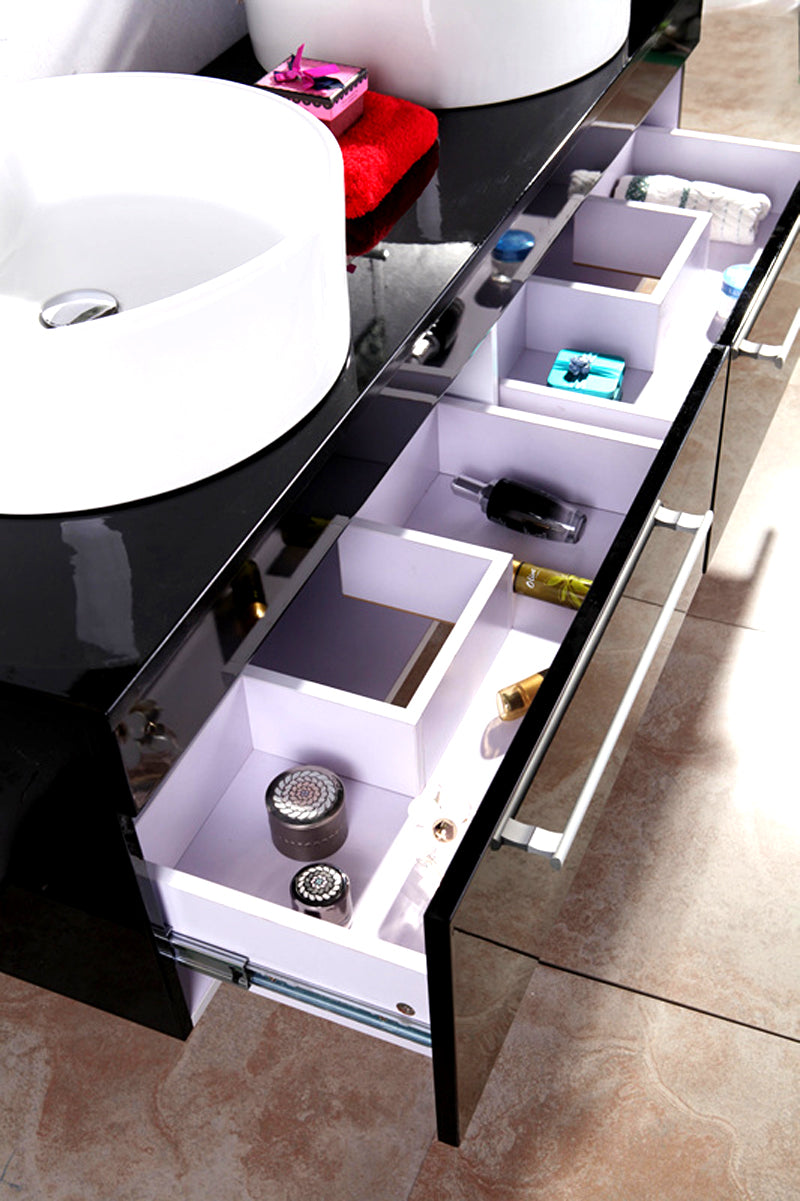 Mobile Bagno Sospeso 150 cm Cardellino Carnelli Nero-3