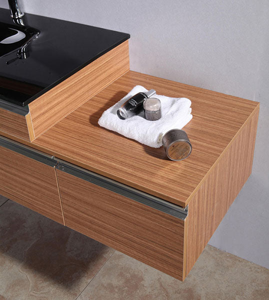 Mobile Bagno Sospeso 100 cm Ebano Carnelli Marrono Chiaro-3