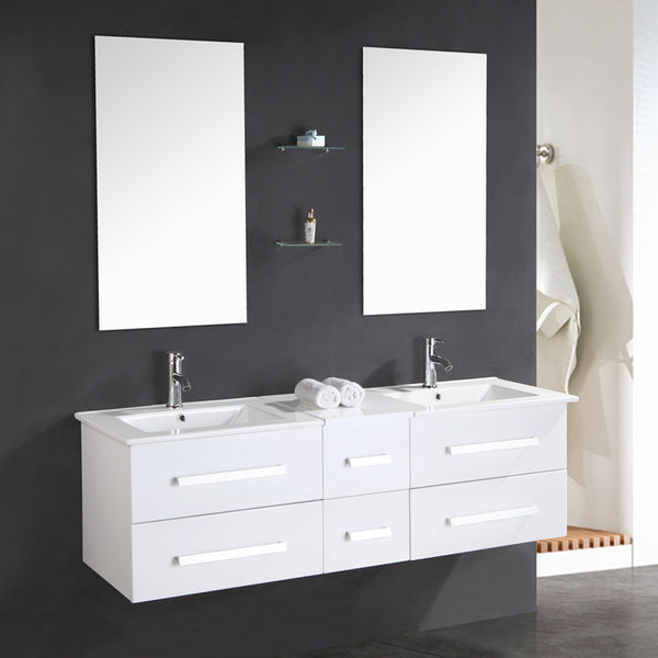 Badezimmer-Hängeschrank 150 cm weiß Rome Carnelli weiß online