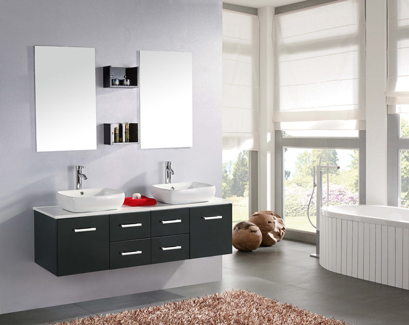Mobile Bagno Sospeso 150 cm Prince Carnelli Nero-1