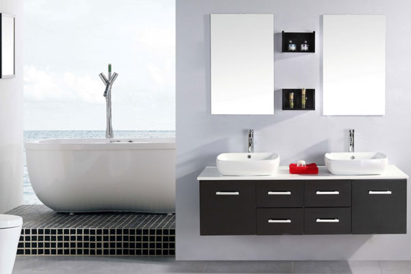 Mobile Bagno Sospeso 150 cm Prince Carnelli Nero-2