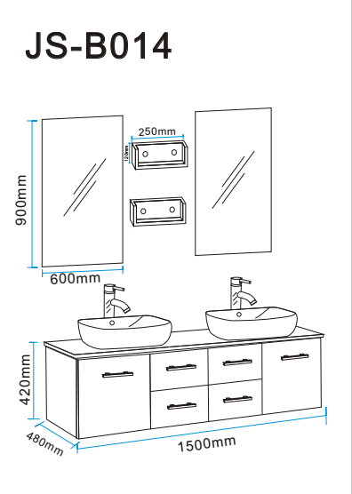 Mobile Bagno Sospeso 150 cm Prince Carnelli Nero-8