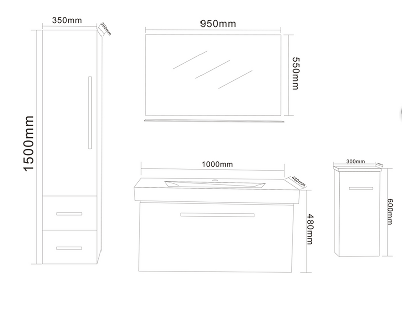 Mobile Bagno Sospeso 100 cm Carnelli London Nero-5