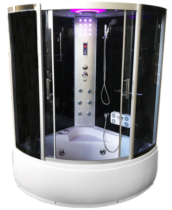 Eck-Hydromassage-Duschabtrennung 130 x 130 cm 6 Carnelli Milan Hydrojets Weiß sconto