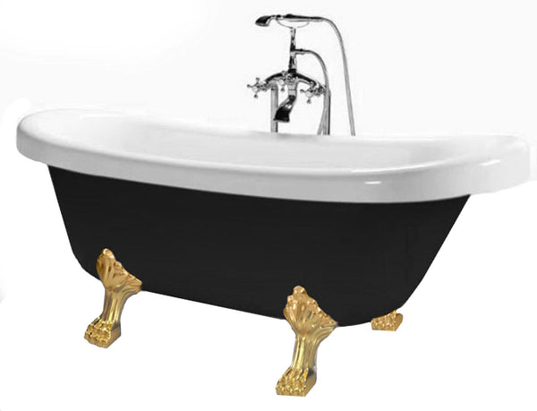 Traditionelle elliptische Badewanne 170 x 80 cm Golden Feet Carnelli Margherita Nera sconto