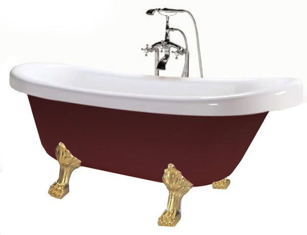 sconto Traditionelle elliptische Badewanne 170X80 cm Golden Feet Carnelli Margherita Bordfeaux