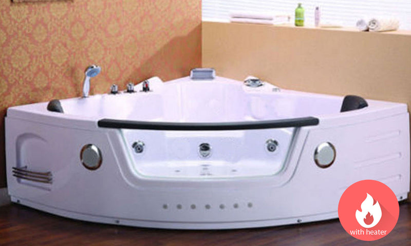 Vasca da Bagno Idromassaggio Angolare 140x140 cm con Riscaldatore Carnelli Sant'Angels Bianca-2