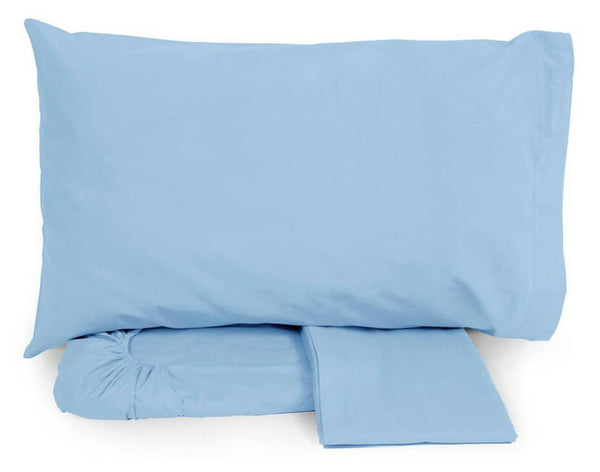 acquista Satz Baumwollbettwäsche oben und unten mit Ecken und Kissenbezügen Neith Silber Hellblau Verschiedene Größen