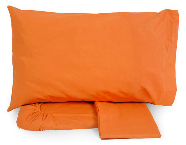 acquista Satz Baumwolllaken oben und unten mit Ecken und Kissenbezügen Neith Silber Orange Verschiedene Größen