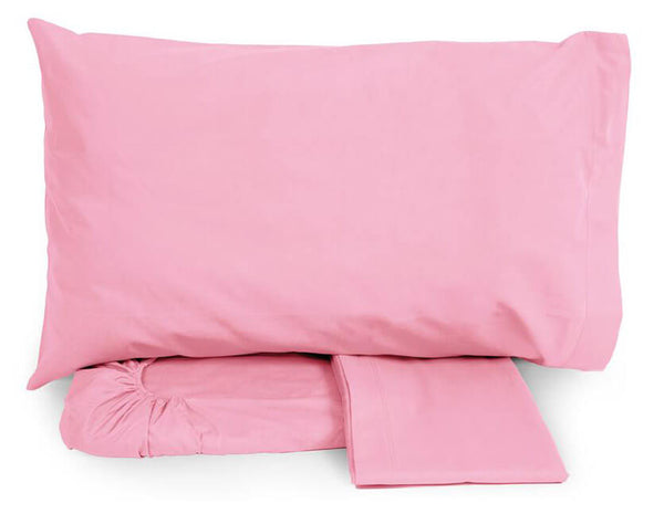 Set aus Baumwollbettwäsche oben und unten mit Ecken und Kissenbezügen Neith Silber Rosa Verschiedene Größen online