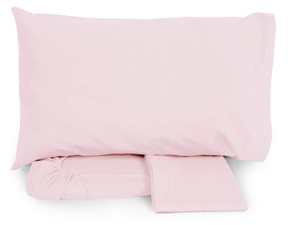 sconto Satz Baumwollbettwäsche oben und unten mit Ecken und Kissenbezügen Neith Silber Hellrosa Verschiedene Größen